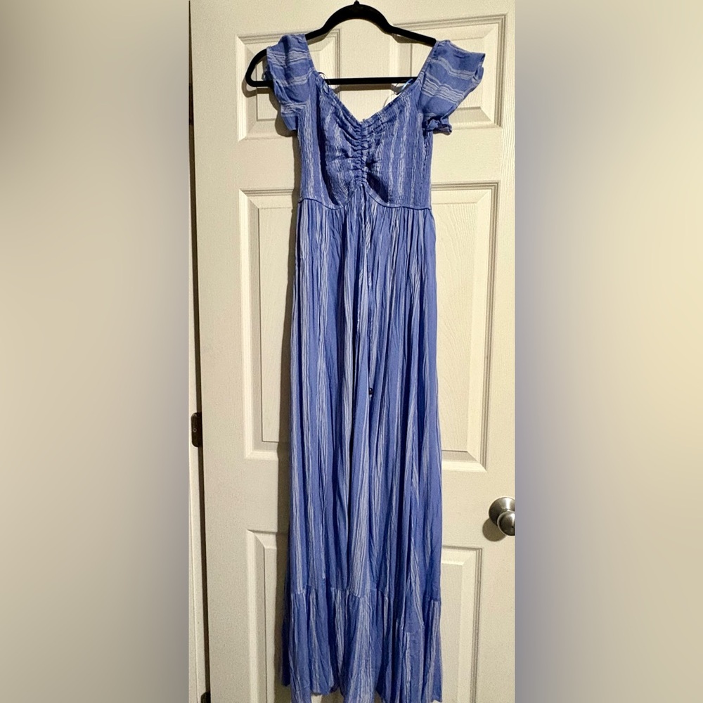 Pinkblush Blue Maxi Dress with Ruffle Sleeves